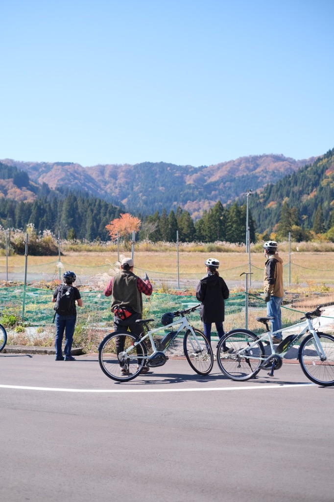 Riders looking at the mountains